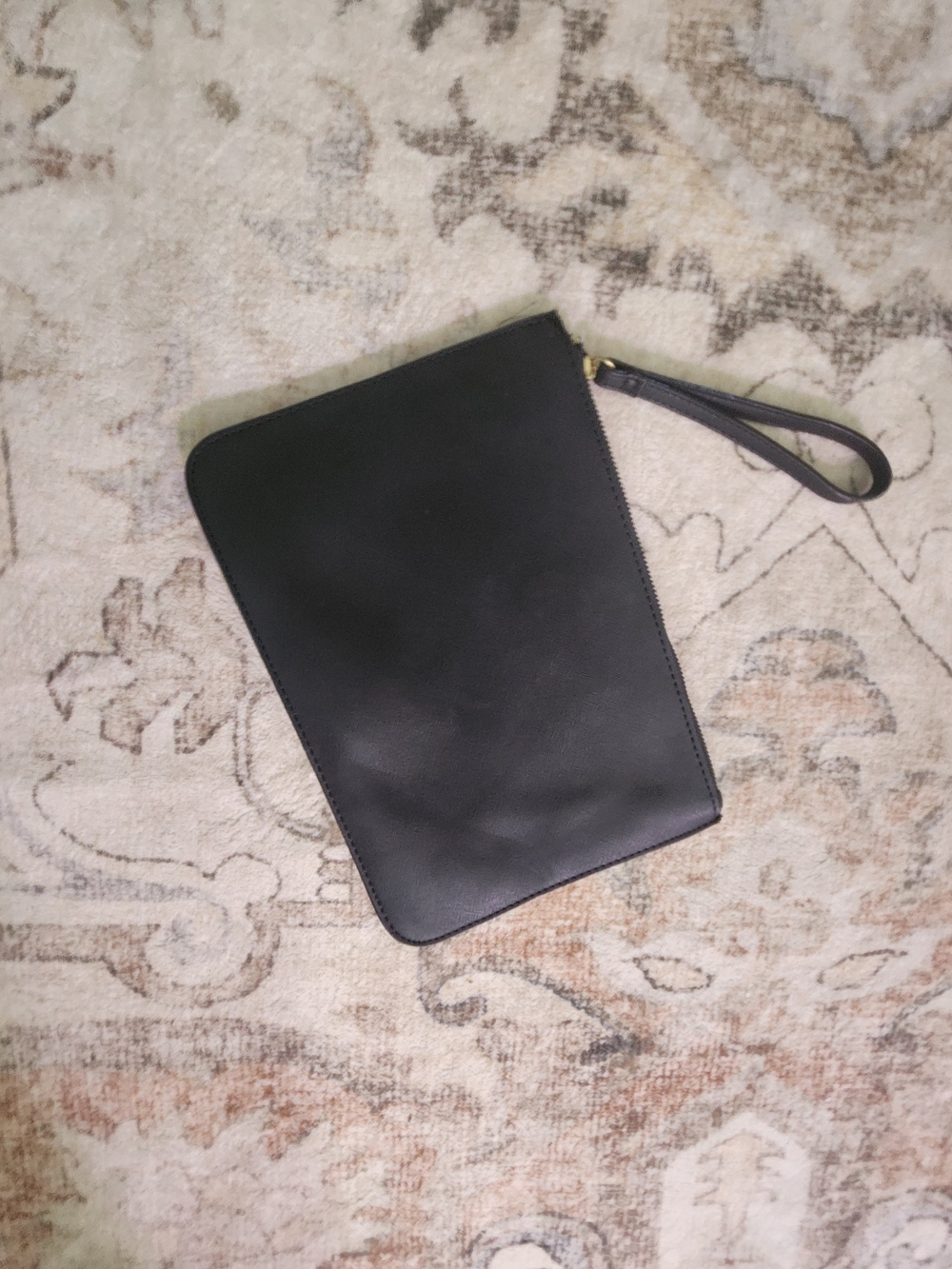 Black Leather Wristlet Pouch - Minimal Carry